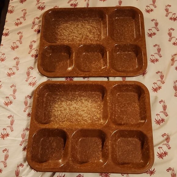 Vintage 1953 Melamine Mess Hall Trays Set of 2 - Picture 1 of 4